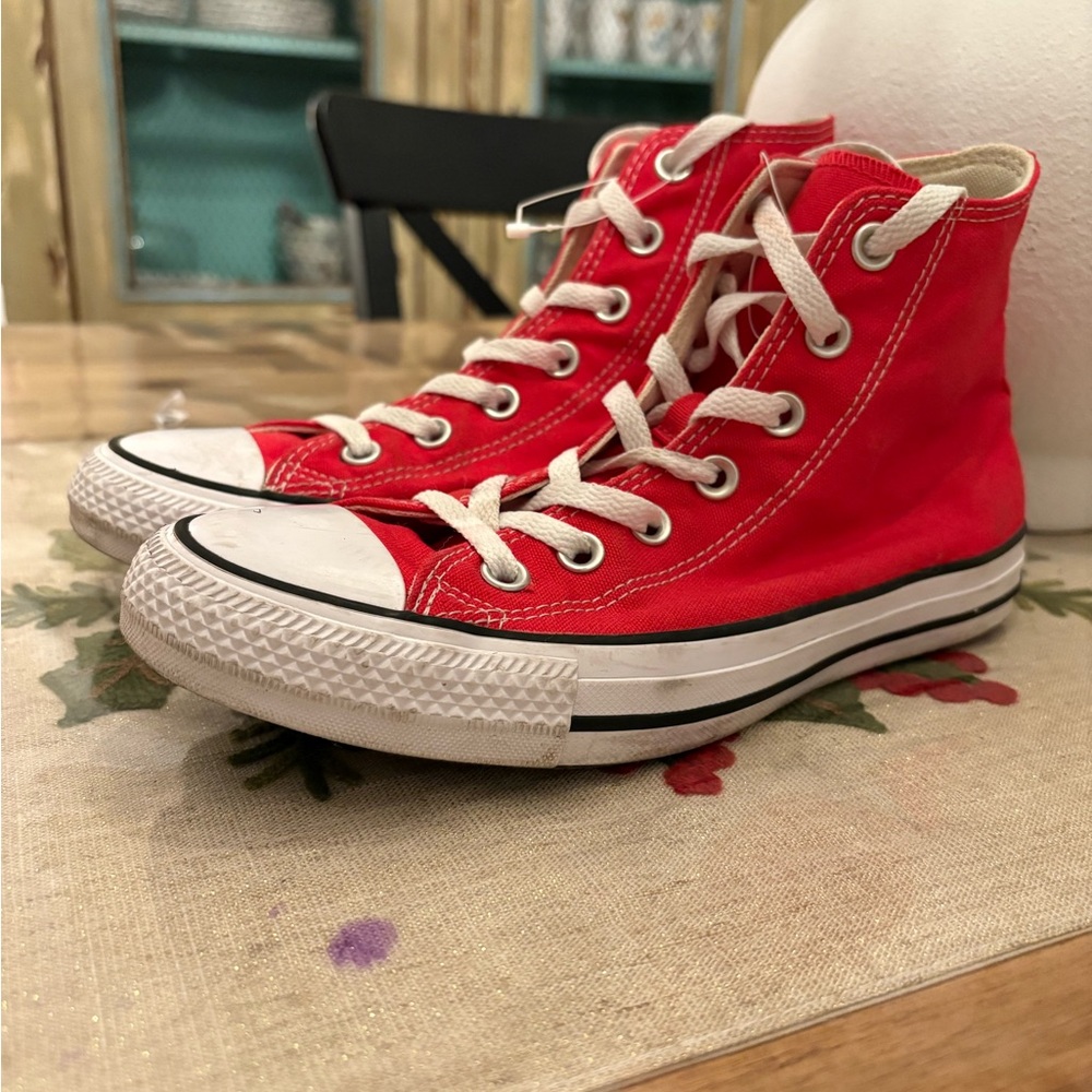 Vibrant Red High-Top Kids Sneakers